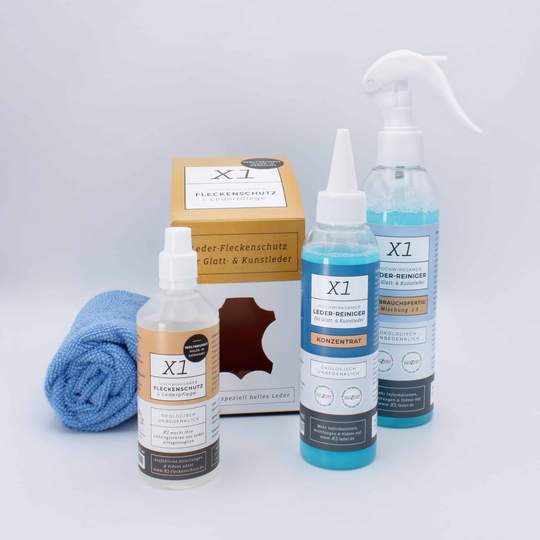 X1 Economy Package - Stain Cleaner, Protection & Care for Genuine and Imitation Leather